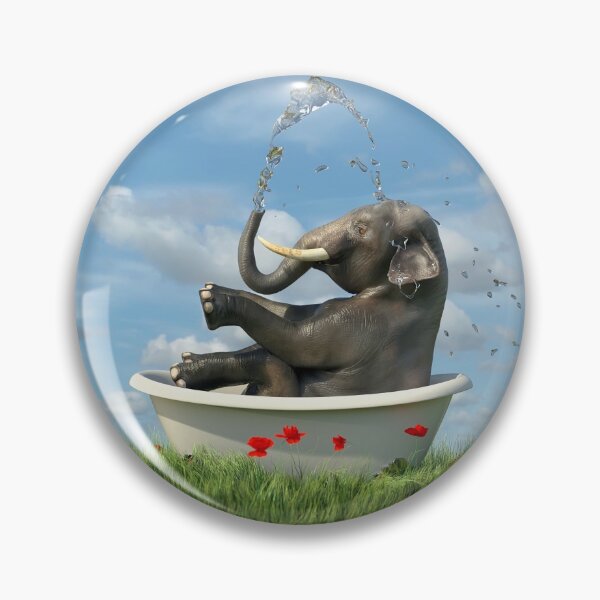Item preview, elephant relaxing in a bath in the meadow designed and sold by Mike Kiev art.