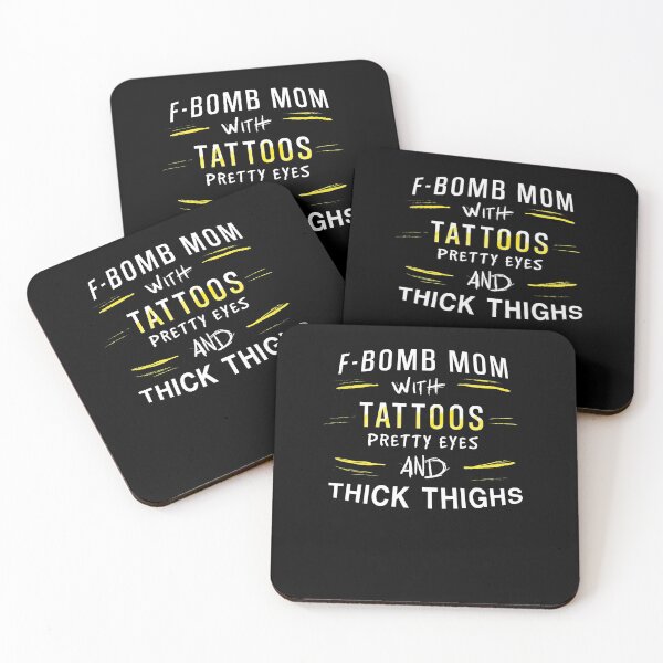 Item preview, F-bomb mom with tattoos, pretty eyes and thick thighs - White and Yellow designed and sold by OooiChris.