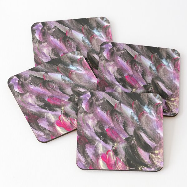 Purple Waves Abstract Art Coasters (Set of 4)