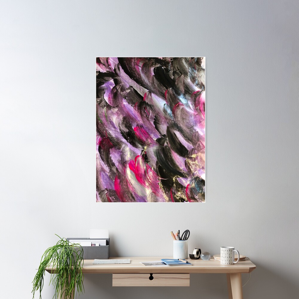 Purple Waves Abstract Art Poster