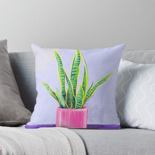 Item preview, Planta de serpiente, planta de interior de lengua de suegra (Sansevieria trifasciata) Ilustración en mesa púrpura designed and sold by HersCreative.