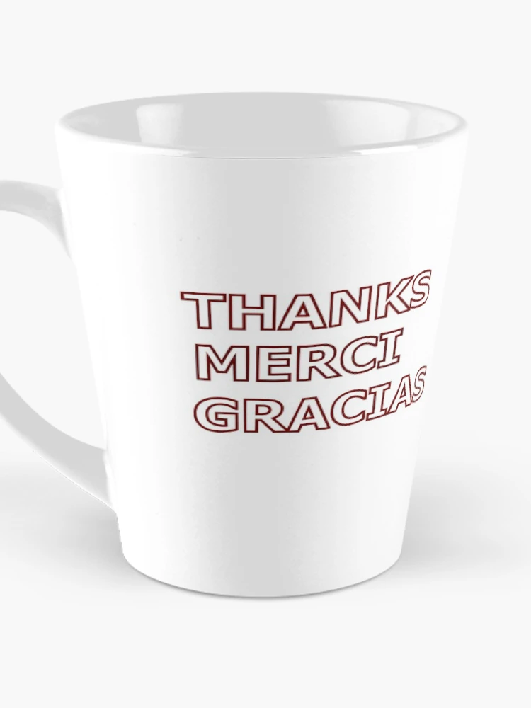 Aperçu 3 sur 4. Mug à café avec l'œuvre Merci créée et vendue par Designs-RZ.