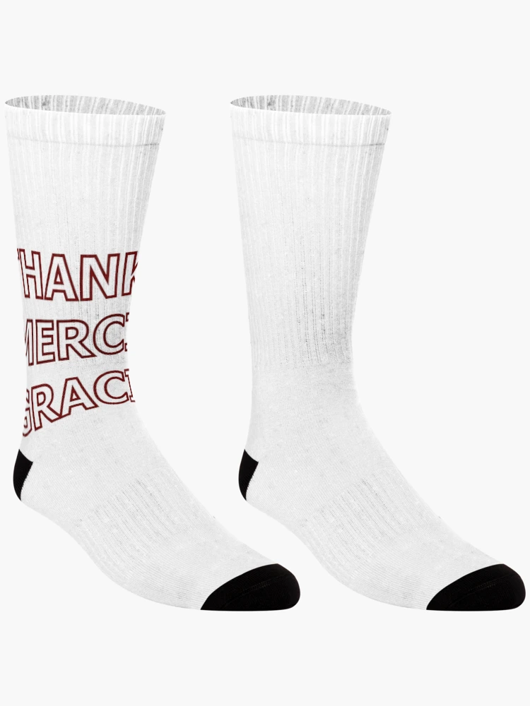 Aperçu 3 sur 5. Chaussettes avec l'œuvre Merci créée et vendue par Designs-RZ.