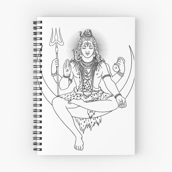 Item preview, Illustration of Hindu God Shiva, Asian spiritual, crescent moon, trident, trimurti, leopard skin, om, aum, mantra, om namah shivaya designed and sold by Mariuki Flow.
