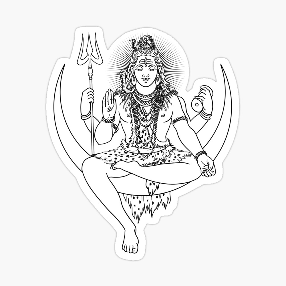Illustration of Hindu God Shiva, Asian spiritual, crescent moon ...