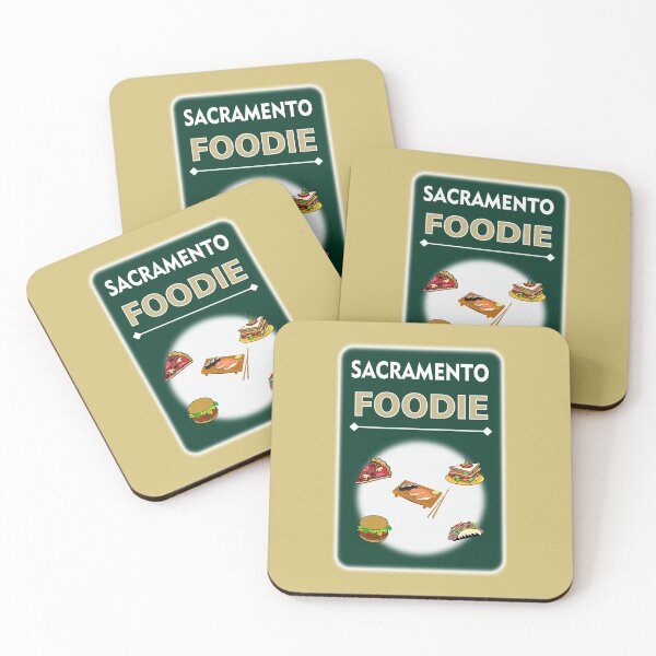 Item preview, Sacramento CA - Foodie - Forest Green Background designed and sold by ThisNThatImages.