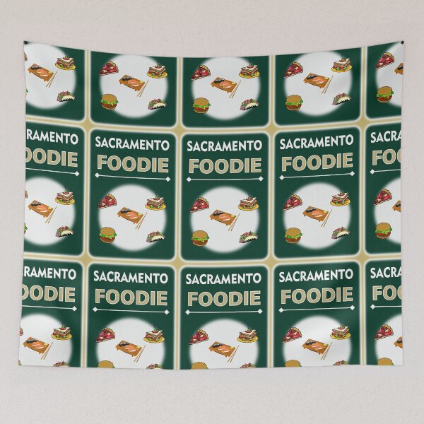 Item preview, Sacramento CA - Foodie - Forest Green Background designed and sold by ThisNThatImages.