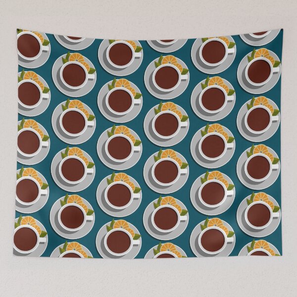 Item preview, A cup of black tea with lemon. Time for tea. Flat design designed and sold by parkinsmack.