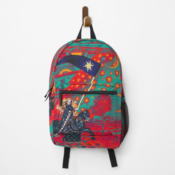 Item preview, FEMALE KNIGHT OF STARS HORSEBACK IN NIGHT BLUE, RED ,YELLOW AND FLAMMARION Surreal Cosmic Sky, Sun And Moon designed and sold by BulganLumini.