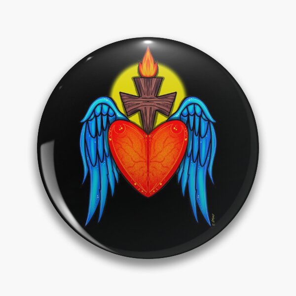 Item preview, Colorful Sacred heart with wings designed and sold by Chillateez.