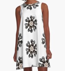 Black and Gold Flower A-Line Dress