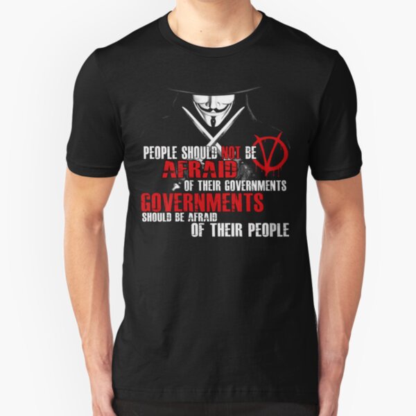 V FOR VENDETTA GUY FAWKES CONSPIRACY QUOTE Slim Fit T-Shirt
