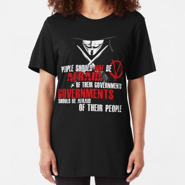 V FOR VENDETTA GUY FAWKES CONSPIRACY QUOTE Slim Fit T-Shirt