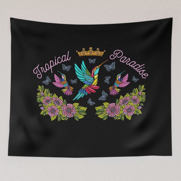 Item preview, Embroidery Tropical Crowned Birds and Flowers designed and sold by Caroodoo.