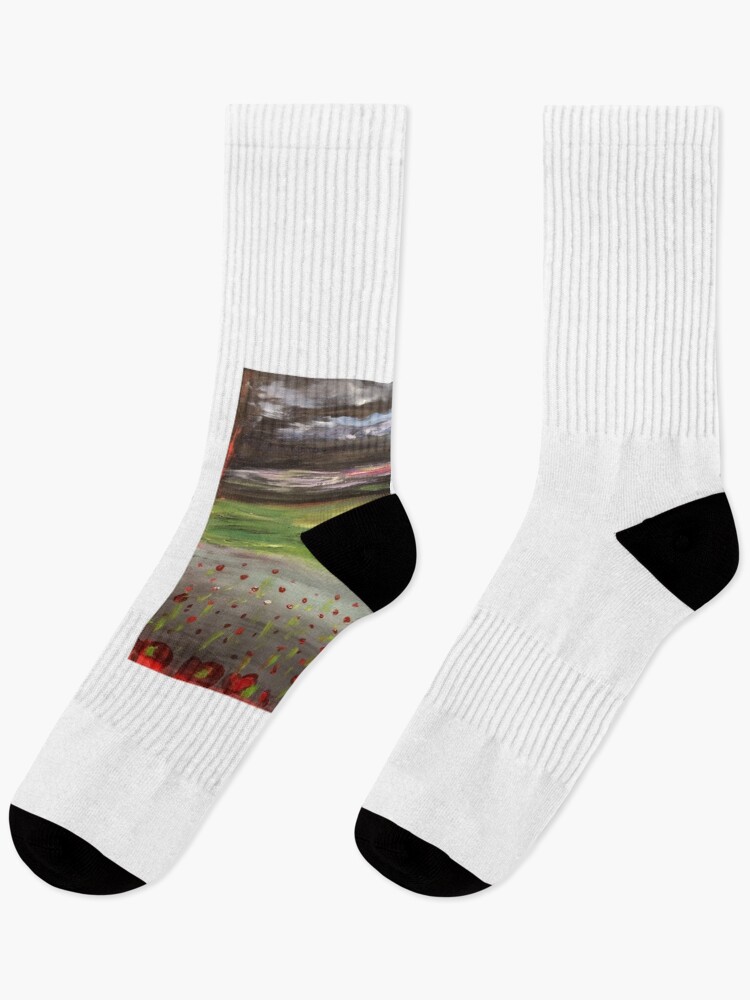 Thumbnail 1 of 5, Socks, Red flower Landscape designed and sold by stevephillips.