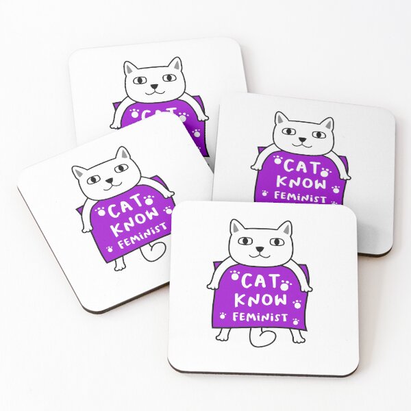 Item preview, White Cat Know Feminist With Flag | Cat Know Feminist designed and sold by artbibun.