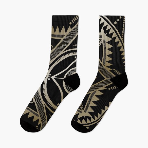 Item preview, Western tribal square mandala 3 - gold on black  designed and sold by misentangled.