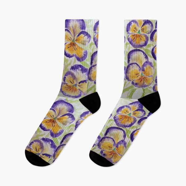 Item preview, Viola Watercolor Purple Edged Yellow Floral Pattern designed and sold by Sarah  Rajkotwala.