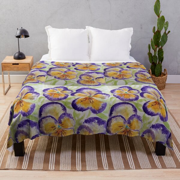 Item preview, Viola Watercolor Purple Edged Yellow Floral Pattern designed and sold by Sarah  Rajkotwala.
