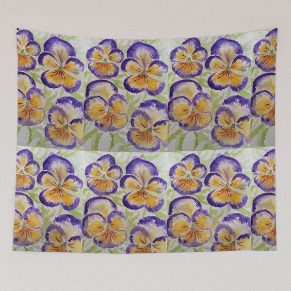 Item preview, Viola Watercolor Purple Edged Yellow Floral Pattern designed and sold by Sarah  Rajkotwala.