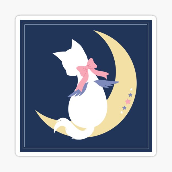 Angel Starlight Cat on the Moon Sticker