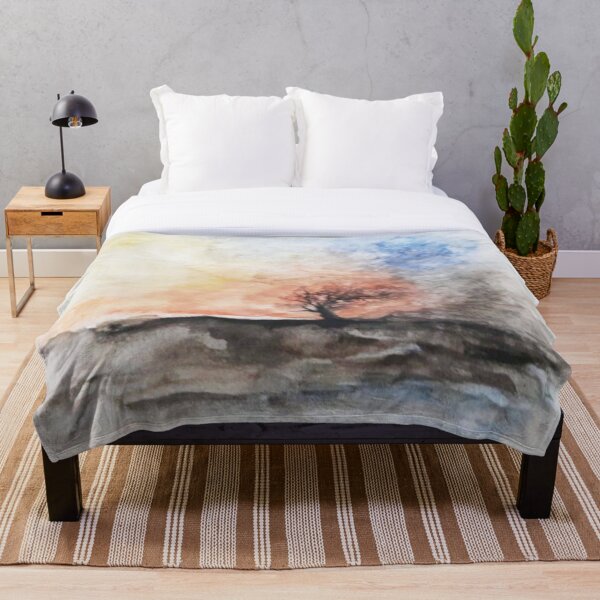 Aperçu de l'œuvre Peinture minimaliste aquarelle arbre solitaire créée et vendue par TextureTones.
