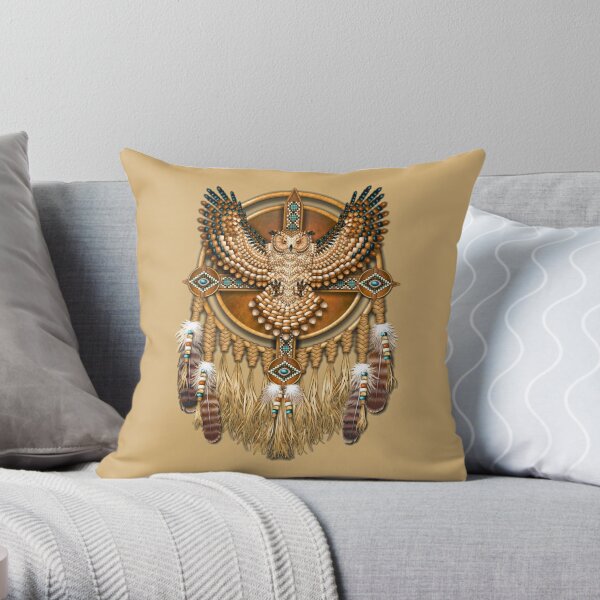 Indian Braves Council Leather Throw Pillow