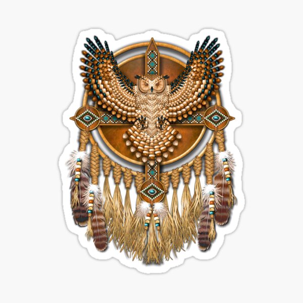 Native American Beadwork Owl Mandala Sticker