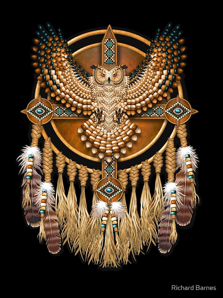 Native American Beadwork Owl Mandala by NaumaddicArts