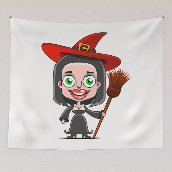 Item preview, A cartoon witch flying on a broomstick cartoon Sign for print, in comics, Fashion, pop art  designed and sold by Ackler88.