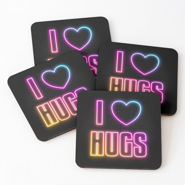 Item preview, Neon Retrowave Outrun Text and Heart Icon - I Love Hugs designed and sold by dylanxh.