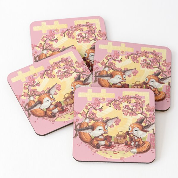 Artikelvorschau, Hanami Fox Picknick (pink) entworfen und verkauft von FloofMonsterCo.