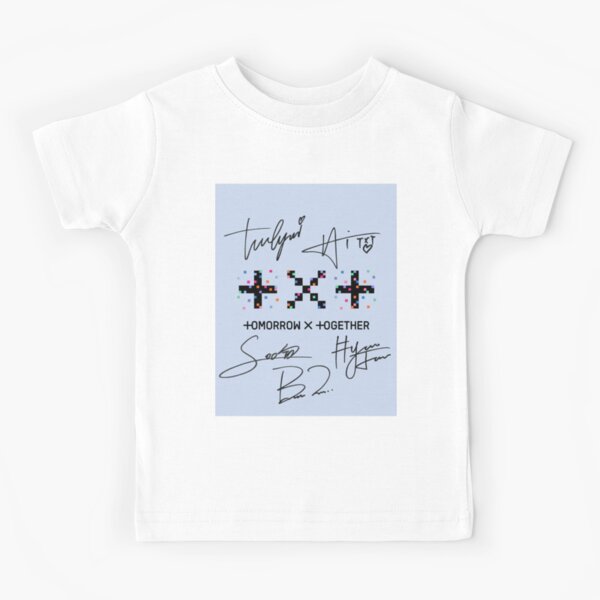 TXT - Blue Hour Logo with Signatures (R) Kids T-Shirt by Joya Hatim
