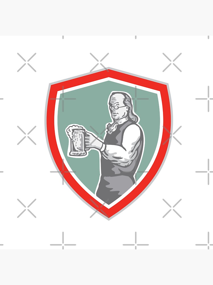 Benjamin Franklin Holding Beer Shield Retro\