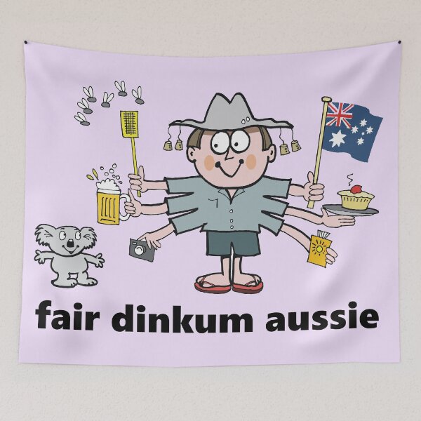 Item preview, Funny cartoon of fair dinkum Aussie with adorable koala designed and sold by Al Benge - NZ & Australian Art.