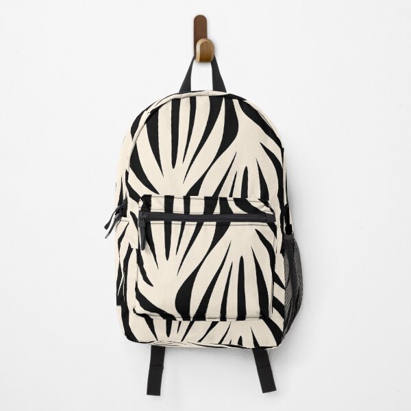 Item preview, Maldives Leaves Minimalist Abstract Pattern in Black and Almond Cream designed and sold by kierkegaard.