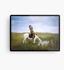 "An Oasis in the Badlands", Red Hawk, ca. 1905 Metal Print