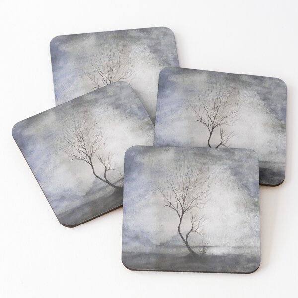 Item preview, Stillness single Tree watercolor painting  designed and sold by TextureTones.