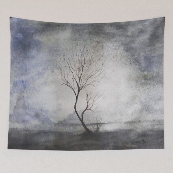 Item preview, Stillness single Tree watercolor painting  designed and sold by TextureTones.