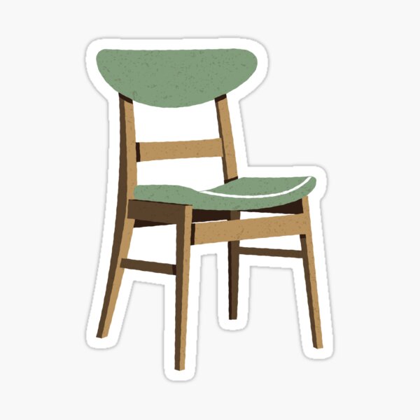 Midcentury Modern Cute Wegner Dining Chair Hipster Architecture Interior Design Sticker