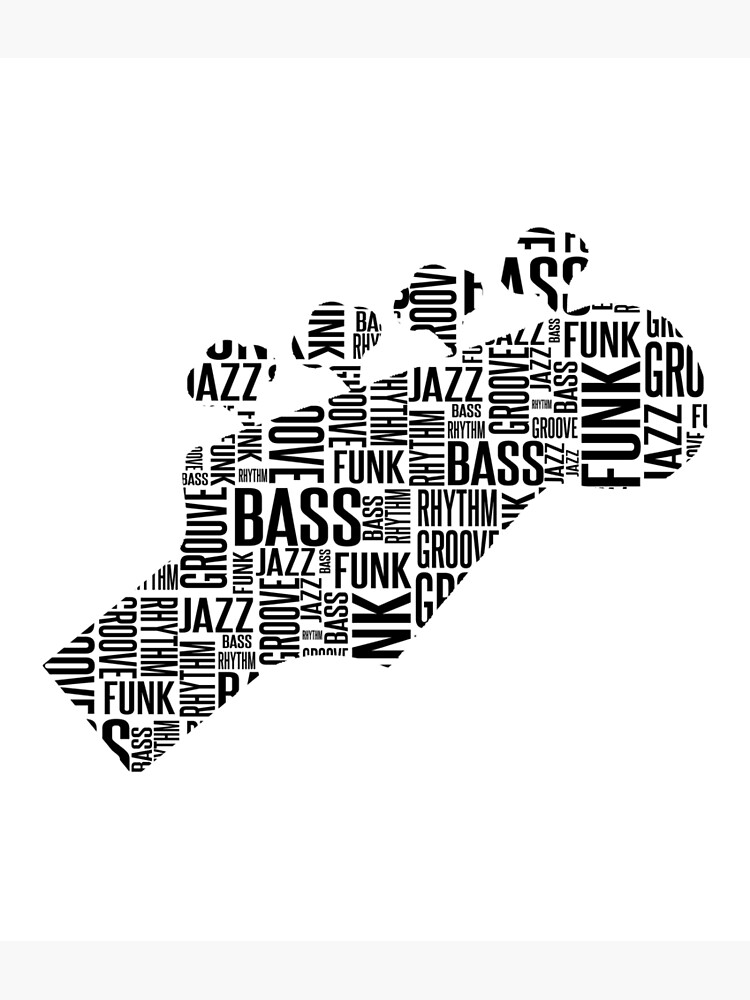 "Bass Guitar Word Cloud Text Silhouette" Poster by TheGiftPad Redbubble