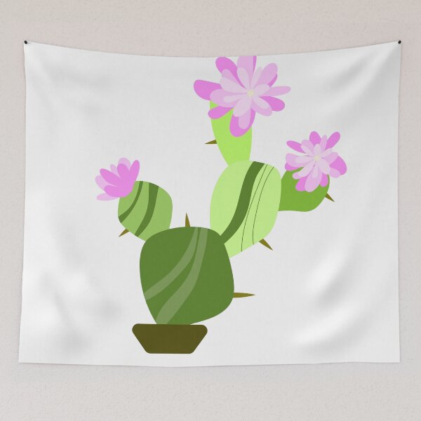 Item preview, Green cactus with pink flowers. designed and sold by vajnrubart.