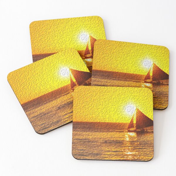 Item preview, GOLDEN SUNSET WITH SAILBOAT designed and sold by apparelsocietee.
