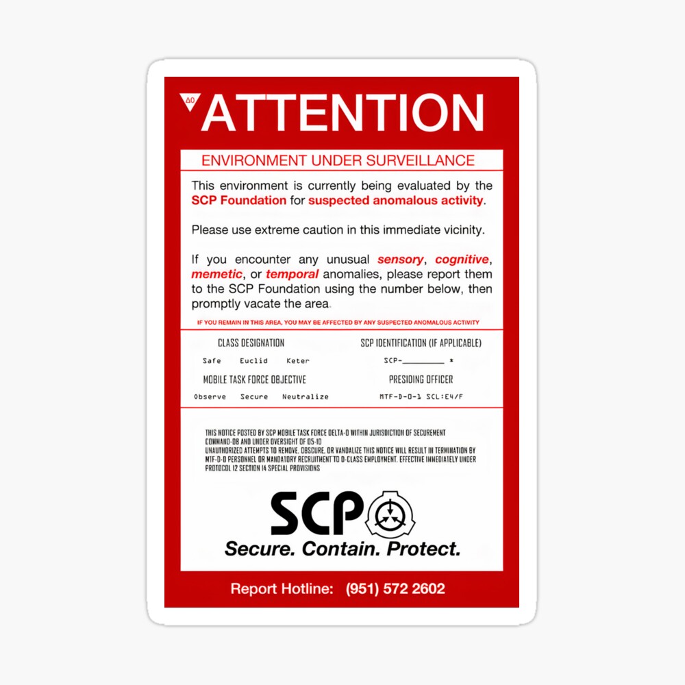 The SCP Files - WARNING: This number is not real. It is used for personnel  of The Foundation ONLY.