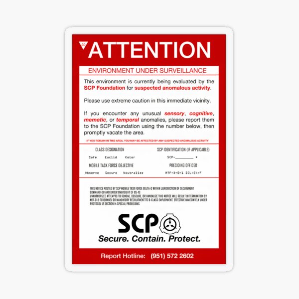 SCP Foundation Warning Attention Sticker for Sale by Yu-u-Ta