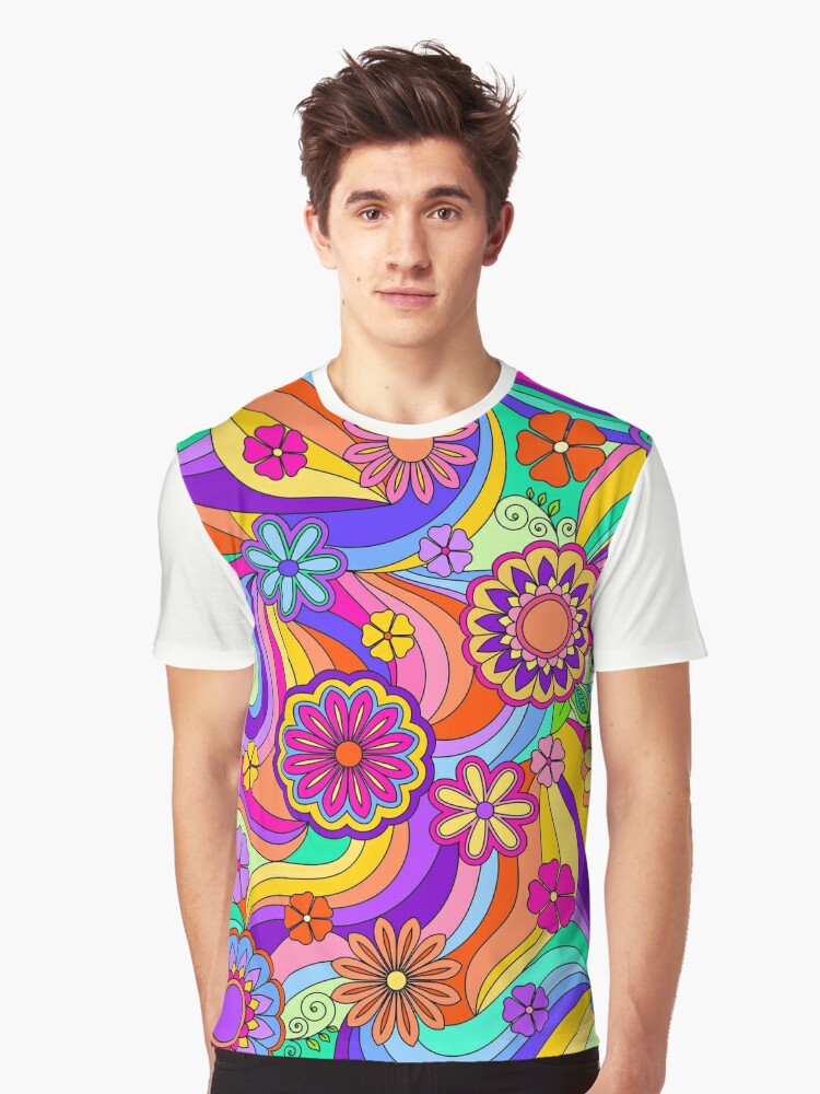 Flower Power - Retro Psychedelic Typography Design Long Sleeve T-Shirt