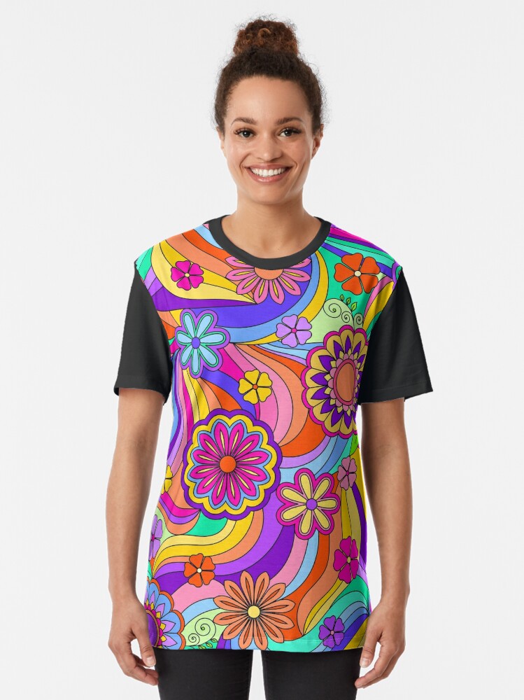 Groovy Psychedelic Flower Power Graphic T-Shirt for Sale by ArtformDesigns
