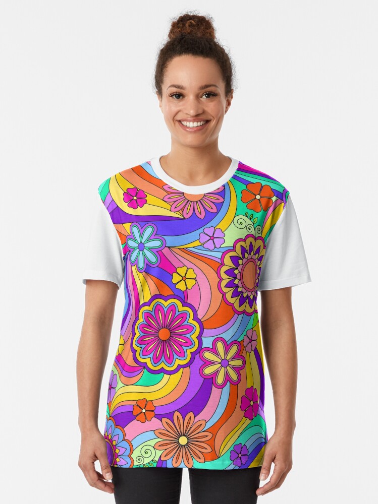 Flower Power - Retro Psychedelic Typography Design Long Sleeve T-Shirt