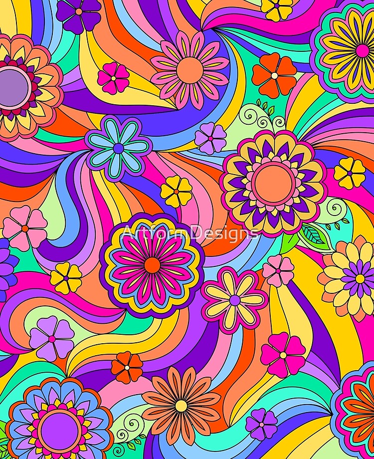 Retro flowers 70s seamless pattern Hippie flower power repeating texture  background Vector illustration Stock Vector Image  Art  Alamy
