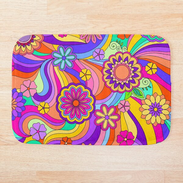 Groovy Psychedelic Flower Power Bath Mat
